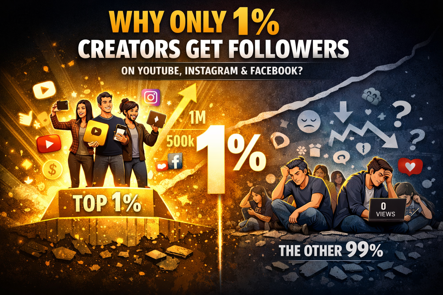 Why only 1 percent creators get followers on youtube instagram and facebook